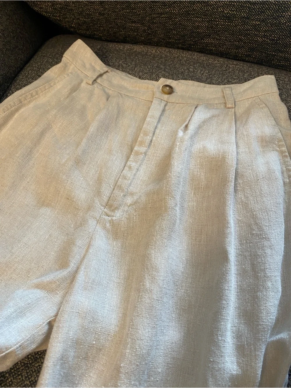 Reformation Wide Leg Pants in Light Gray-Cream